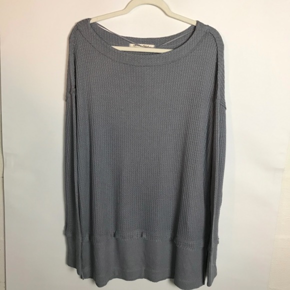 WE THE FREE PEOPLE North Shore Storm Grey Waffle Thermal Tunic Lounge Top XS - Picture 4 of 8